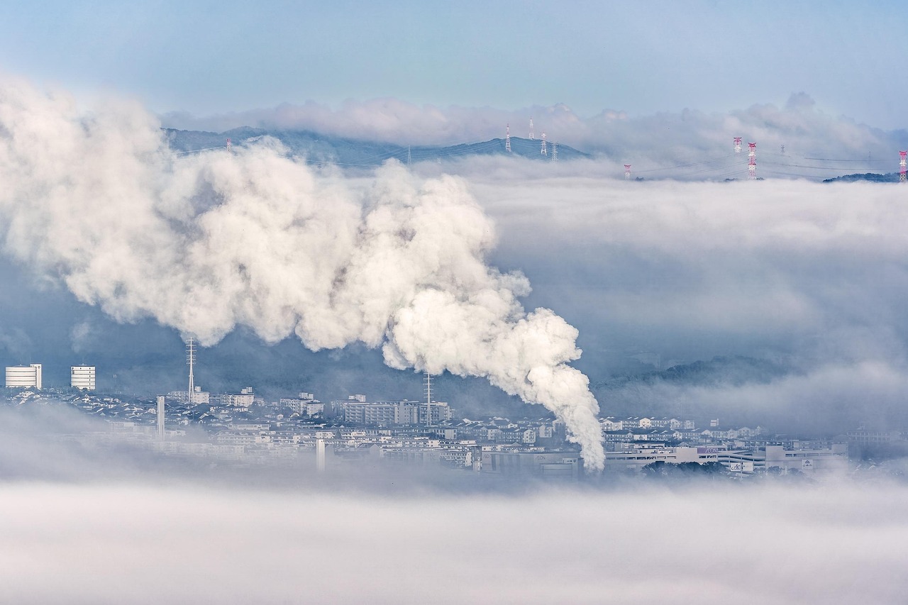 factory emissions from a smokestack